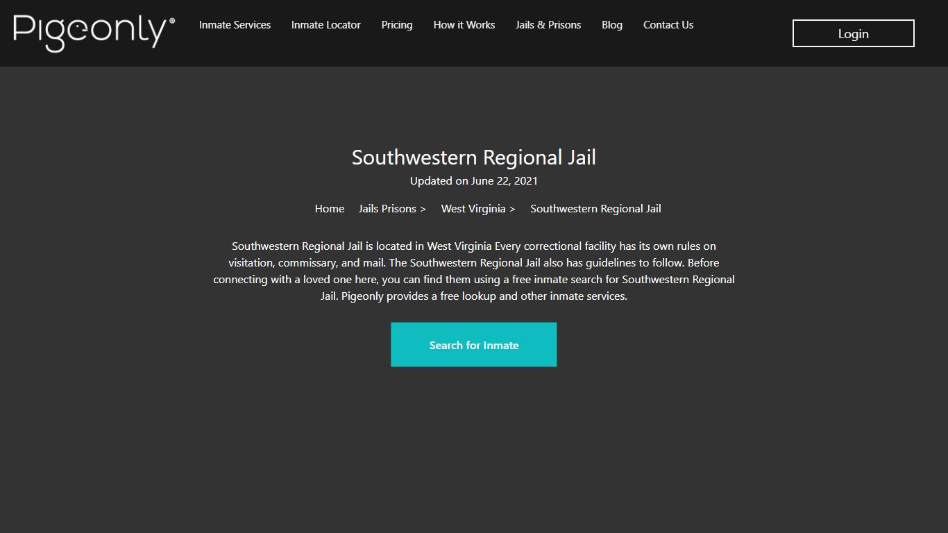 Southwestern Regional Jail Inmate Search | West Virginia